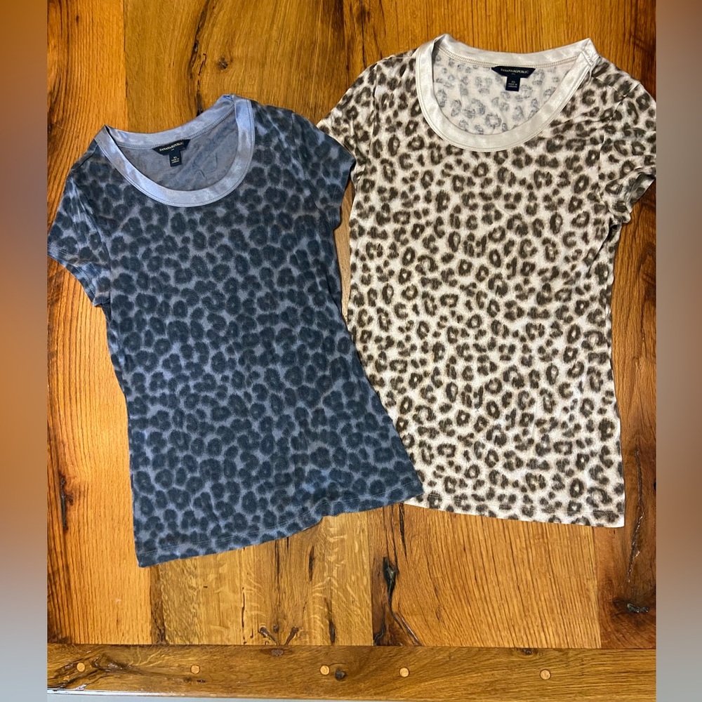 Banana Republic Factory Set of Two Animal Print Classic Stretch Tops, Size XS